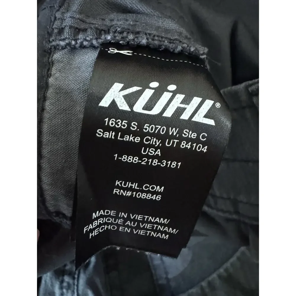 KUHL Silencr Camo Cargo Shorts Men's 32 Gray Black Gusseted Hiking Workwear